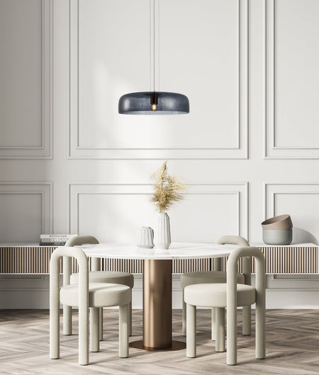 Gelatina Interior Dome Glass with Brass Highlight Pendant Light - Smokey Black