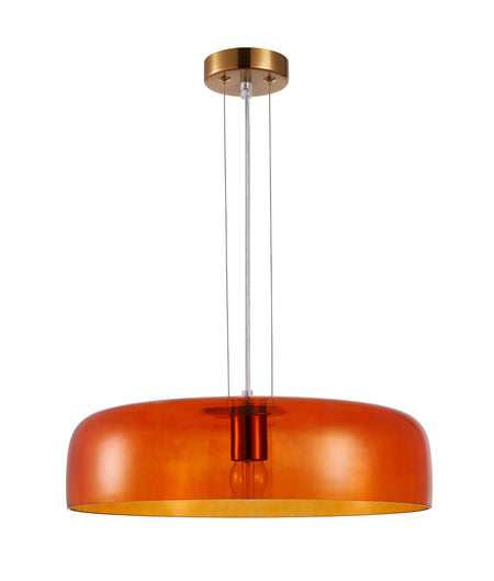 Gelatina Interior Dome Glass with Brass Highlight Pendant Light - Orange