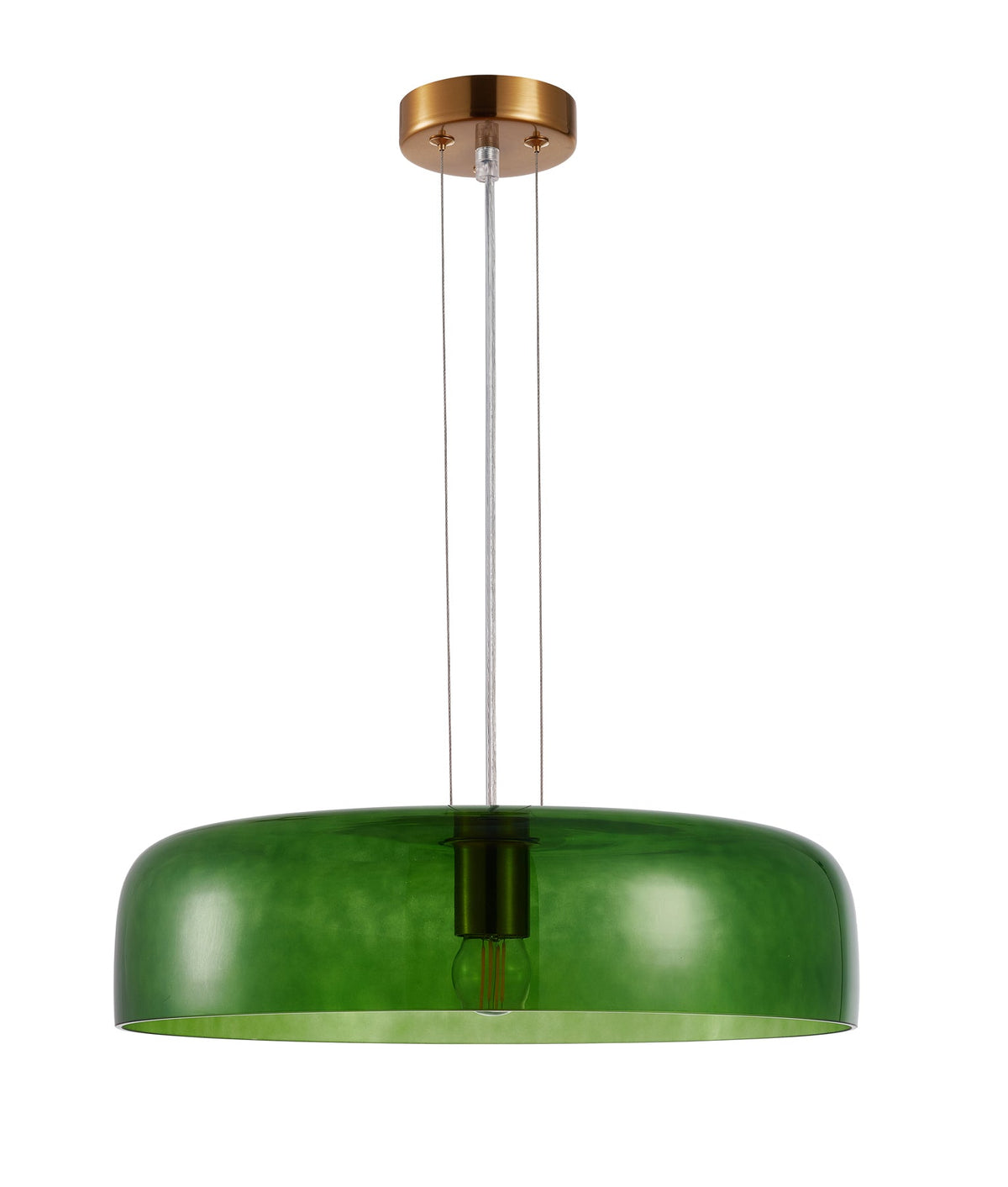 Gelatina Interior Dome Glass with Brass Highlight Pendant Light - Green