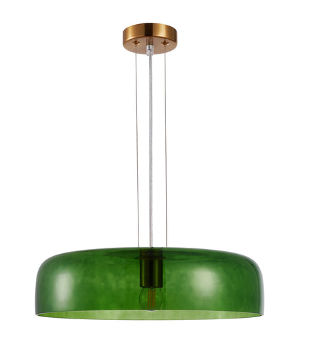 Gelatina Interior Dome Glass with Brass Highlight Pendant Light - Green