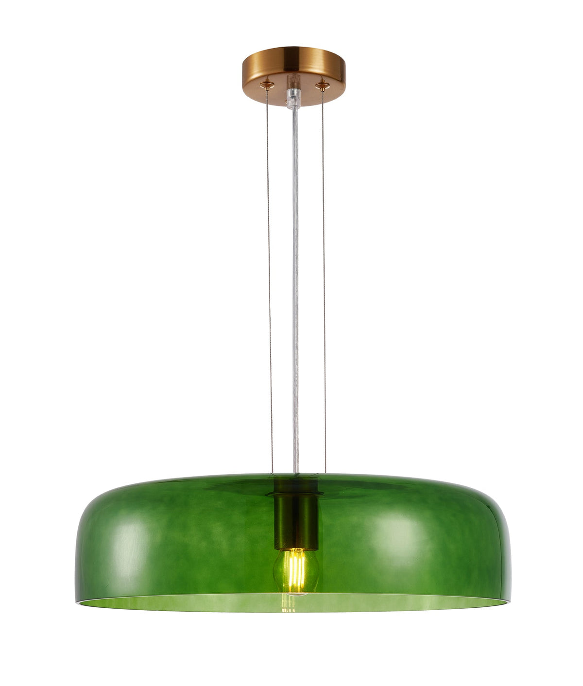 Gelatina Interior Dome Glass with Brass Highlight Pendant Light - Green