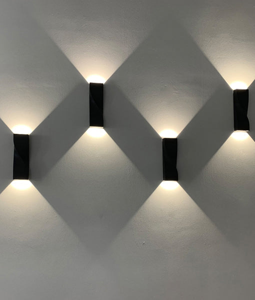 Girotri Large Exterior LED Tri-CCT Surface Mounted Up/Down Twist Wall Light IP65 - Dark Grey