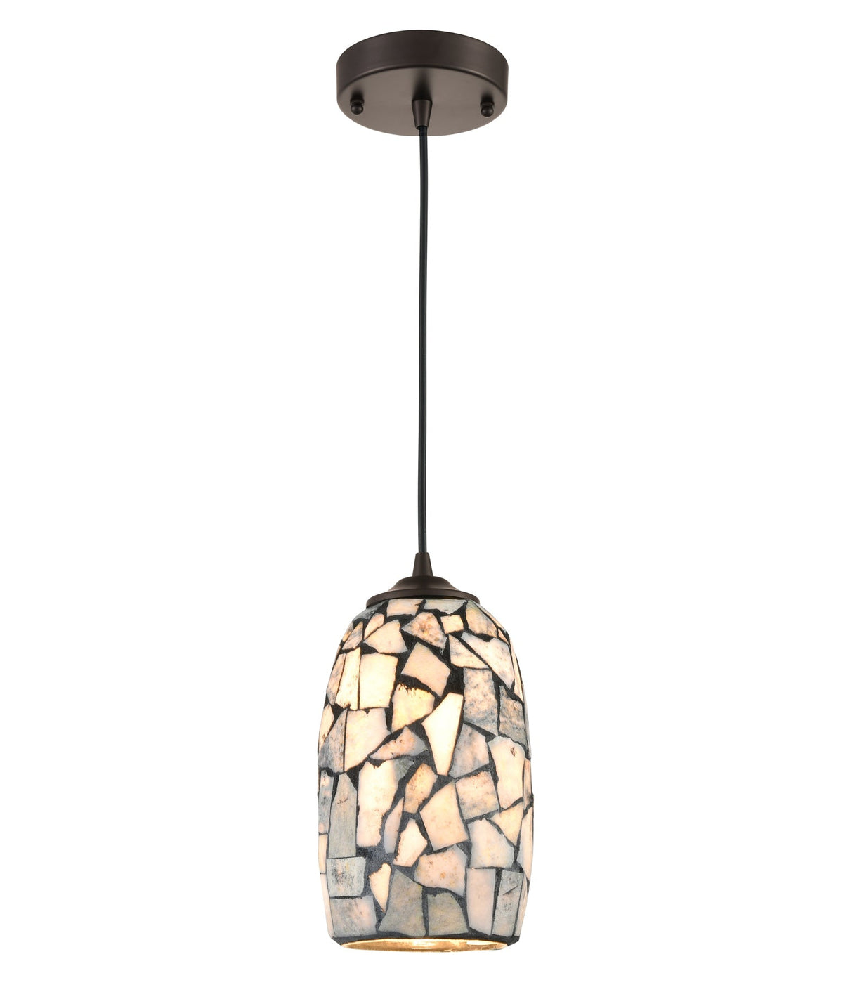 Glaze Stone Mosaic Hand Blown Glass Pendant Light - Dark