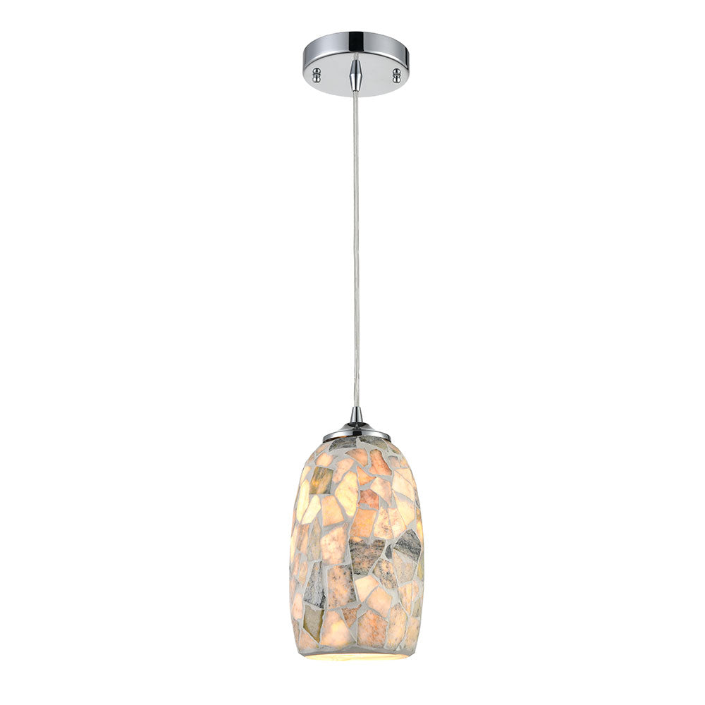 Stone Mosaic Hand Blown Glass Pendant Light