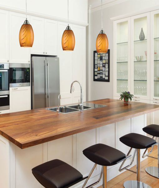Glaze Hand Blown Glass Pendant Light - Amber