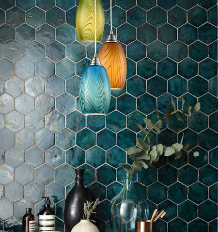 Glaze Hand Blown Glass Pendant Light - Amber