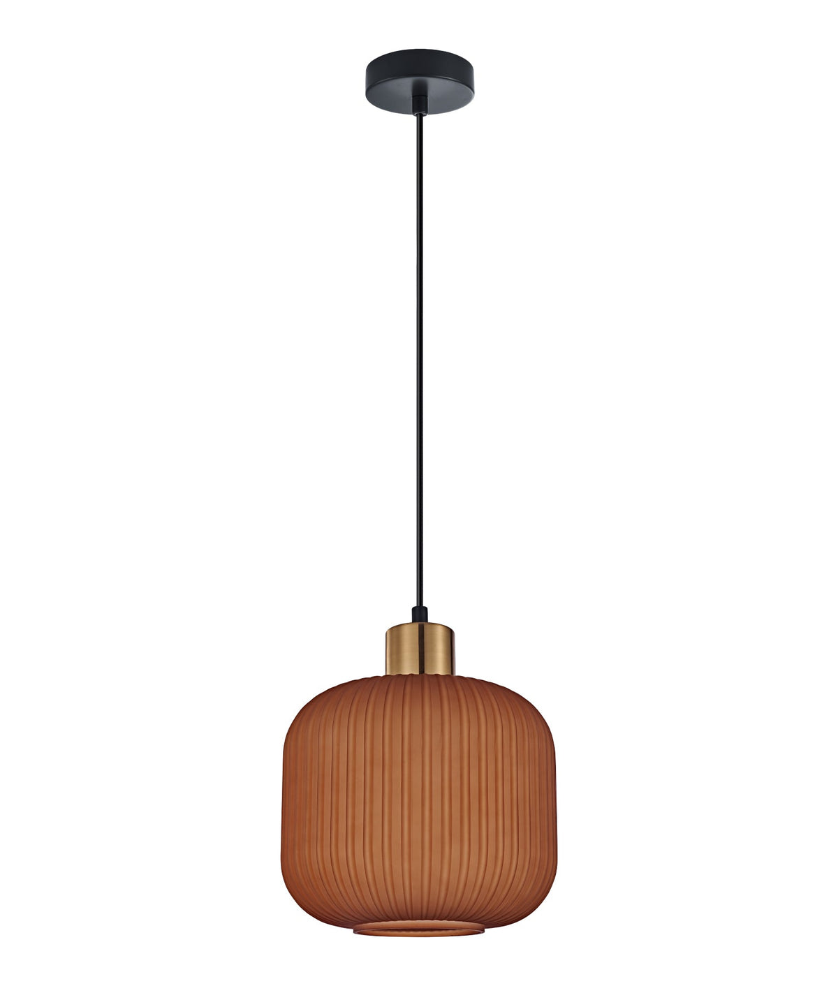 Gomitas Interior Translucent Glass Shade with Brass Highlight Pendant Light - Terracotta