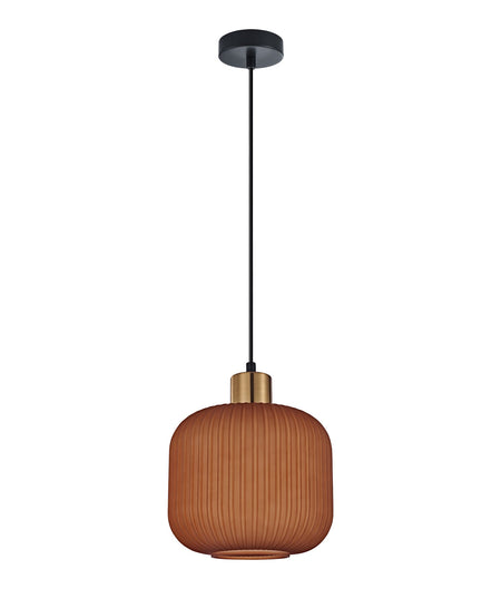 Gomitas Interior Translucent Glass Shade with Brass Highlight Pendant Light - Terracotta