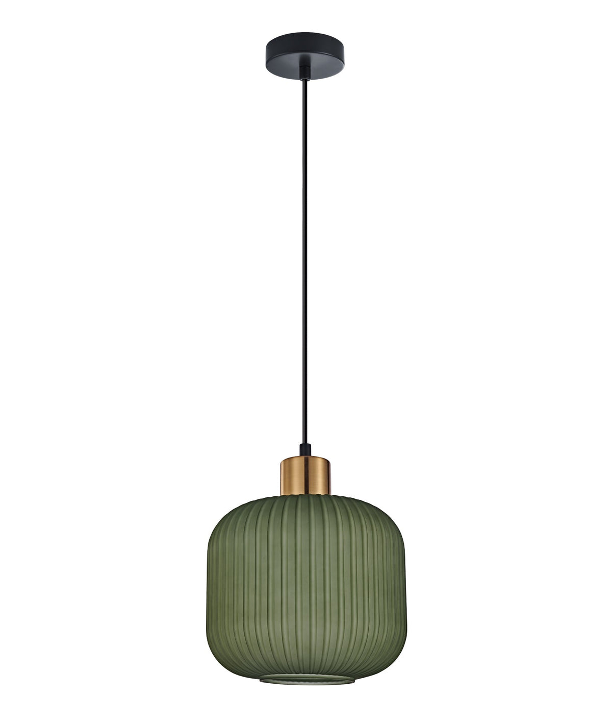 Gomitas Interior Translucent Glass Shade with Brass Highlight Pendant Light - Green