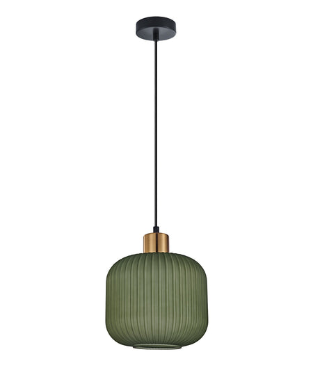 Gomitas Interior Translucent Glass Shade with Brass Highlight Pendant Light - Green