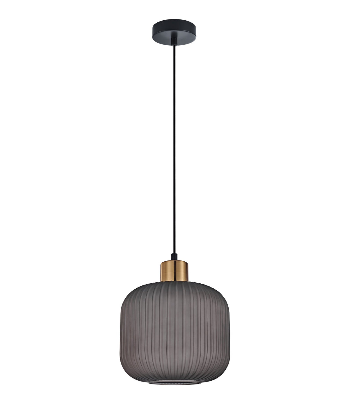 Gomitas Interior Translucent Glass Shade with Brass Highlight Pendant Light - Smokey Black