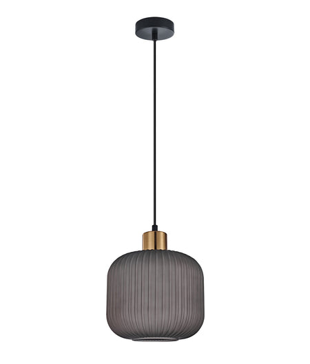 Gomitas Interior Translucent Glass Shade with Brass Highlight Pendant Light - Smokey Black