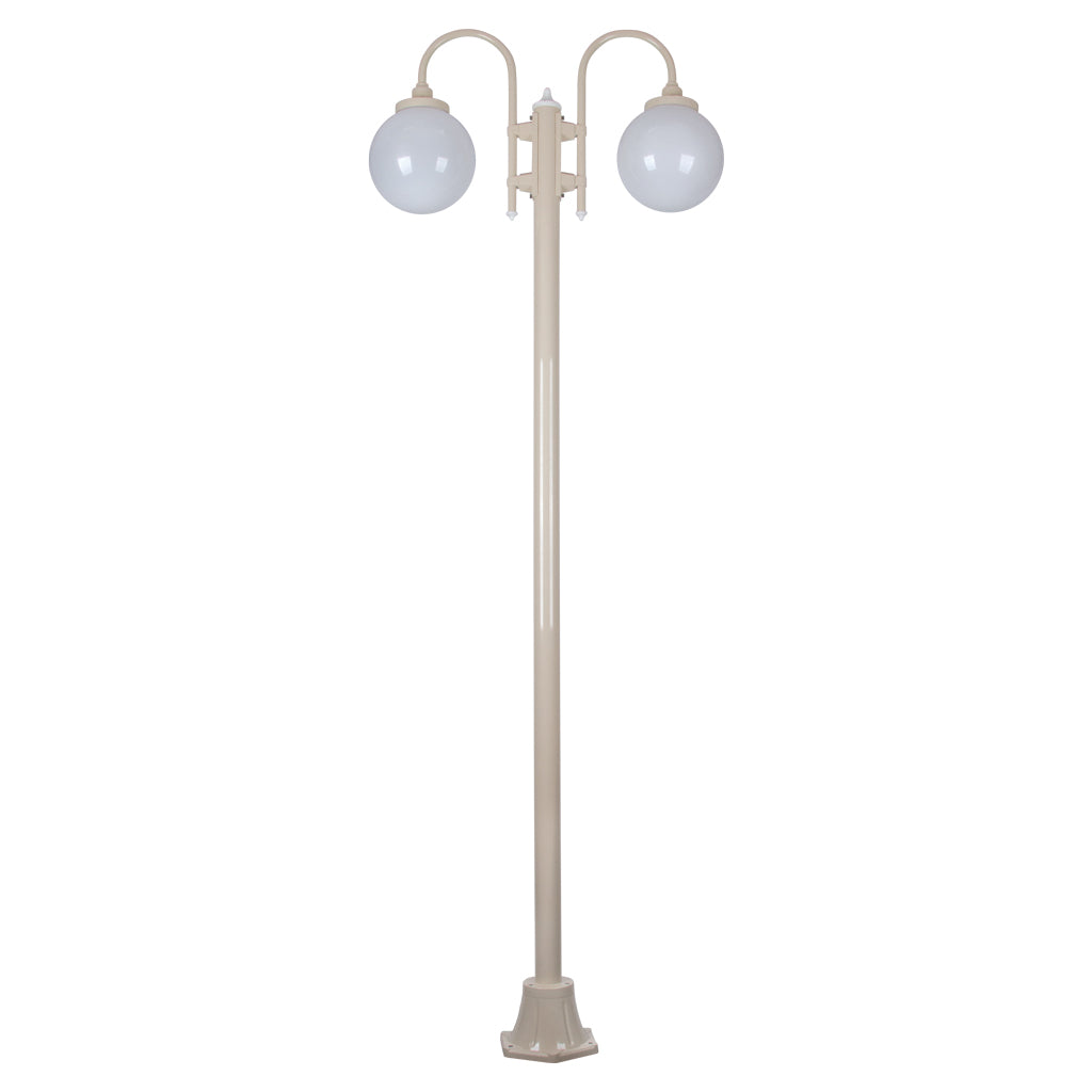 Lisbon Twin Spheres Curved Arms Plain Post Light Beige