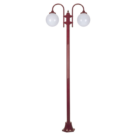 Lisbon Twin Spheres Curved Arms Plain Post Light Burgundy