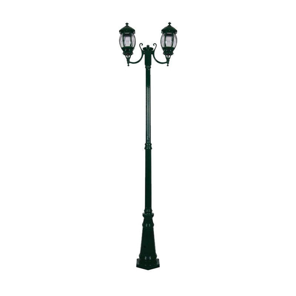 Vienna Twin Head Curved Arms Tall Post Light Green
