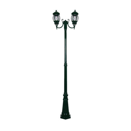 Vienna Twin Head Curved Arms Tall Post Light Green