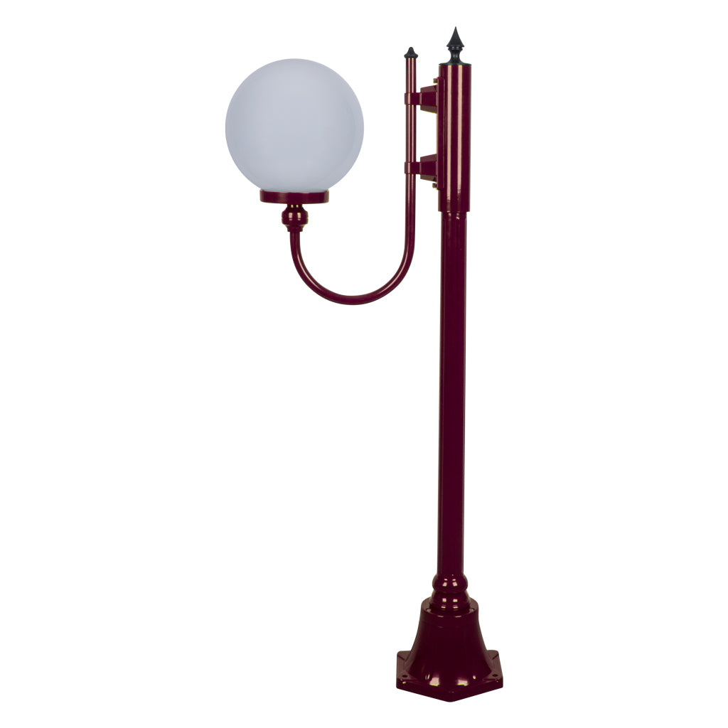 Lisbon 25cm Sphere Curved Arm Short Post Light Burgundy
