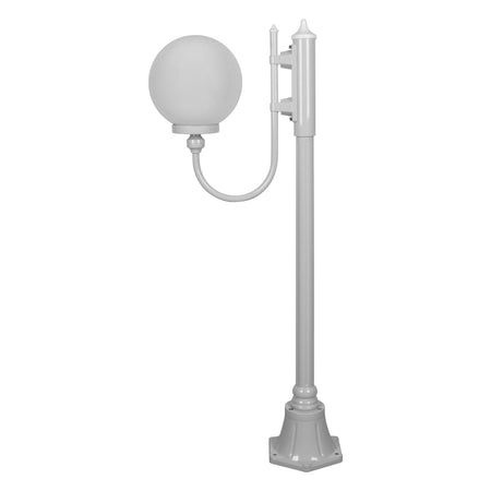 Lisbon 25cm Sphere Curved Arm Short Post Light White