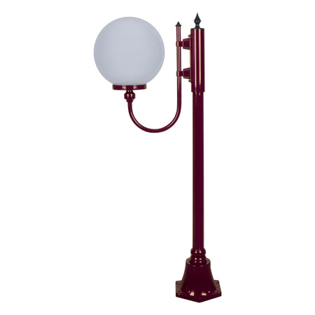 Lisbon 30cm Sphere Curved Arm Short Post Light Burgundy