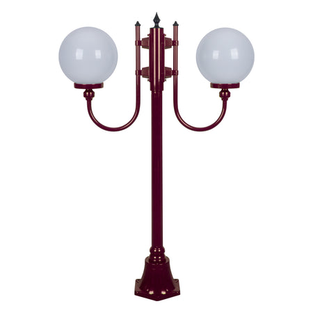 Lisbon Twin 25cm Spheres Curved Arms Short Post Light Burgundy