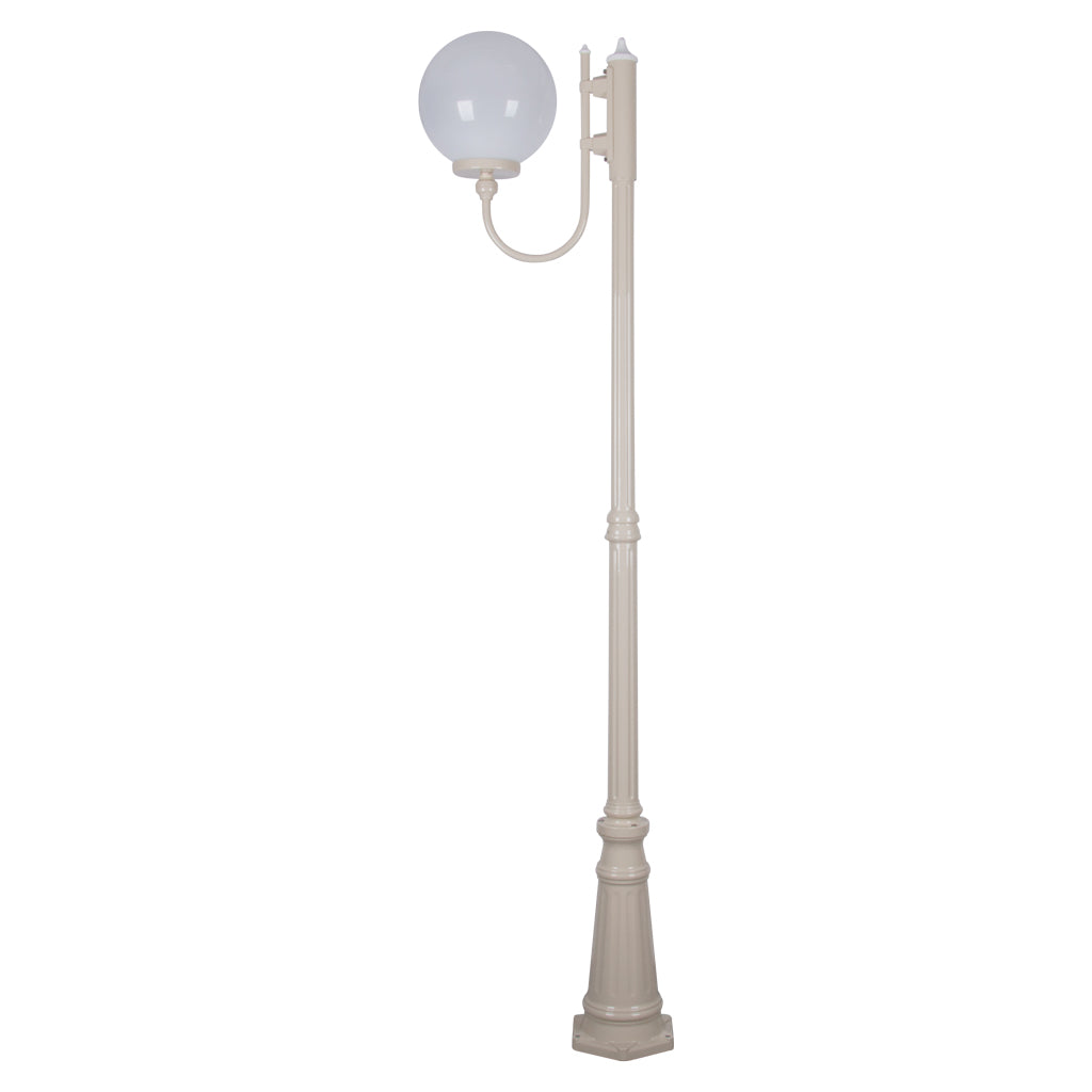 Lisbon 30cm Sphere Curved Arm Tall Post Light Beige