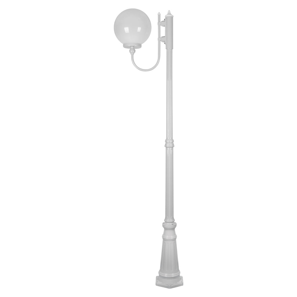 Lisbon 30cm Sphere Curved Arm Tall Post Light White