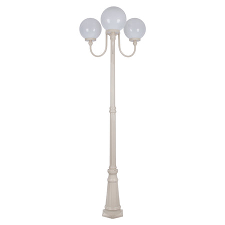 Lisbon Triple 25cm Spheres Curved Arms Tall Post Light Beige