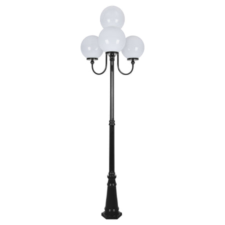 Lisbon Four 30cm Spheres Curved Arms Tall Post Light Black