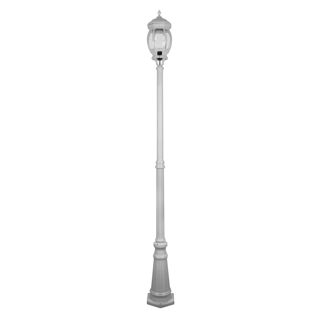 Vienna Three Head Curved Arm Tall Post Light White