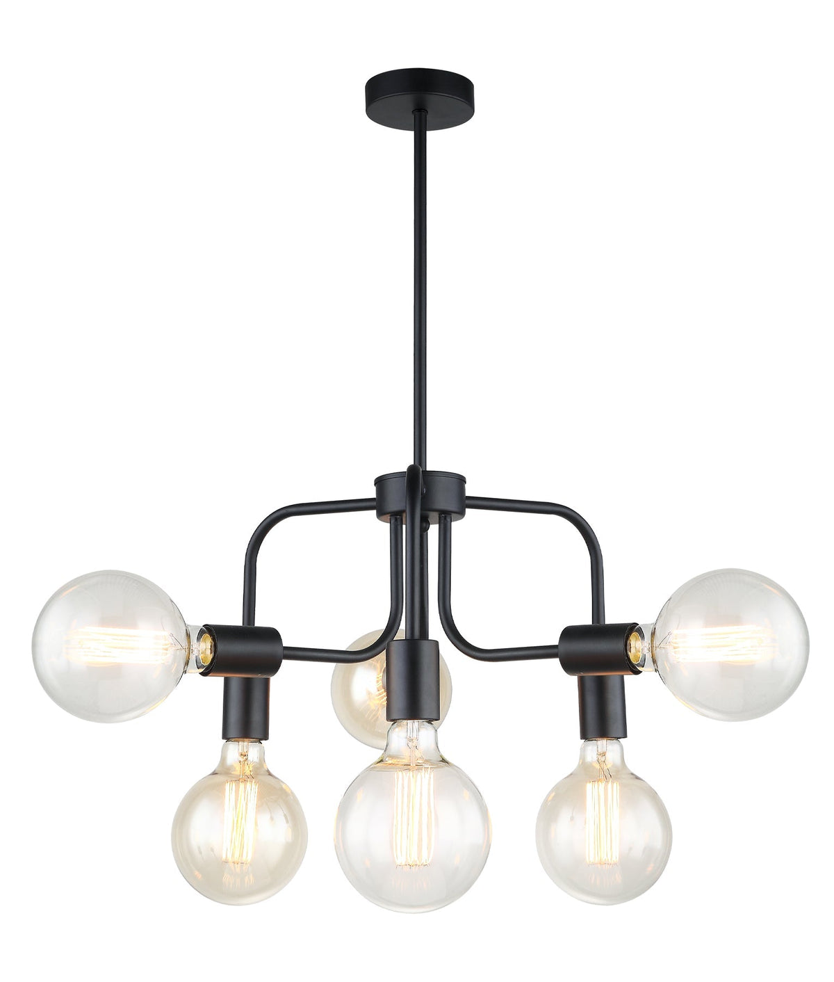 Hexa Interior Modern Abstract Pendant Light - 6 Lamp - Matte Black
