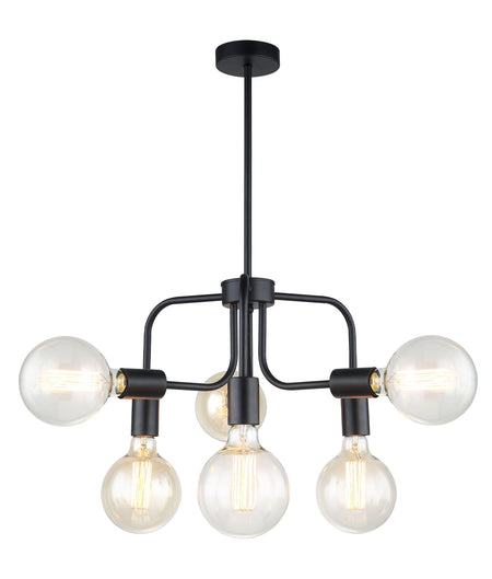 Hexa Interior Modern Abstract Pendant Light - 6 Lamp - Matte Black