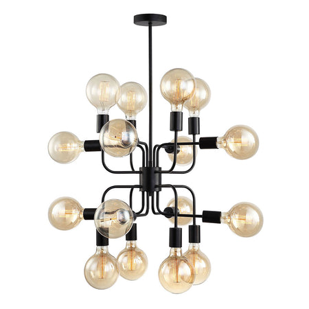 Modern Abstract 16 Light Pendant Matt Black