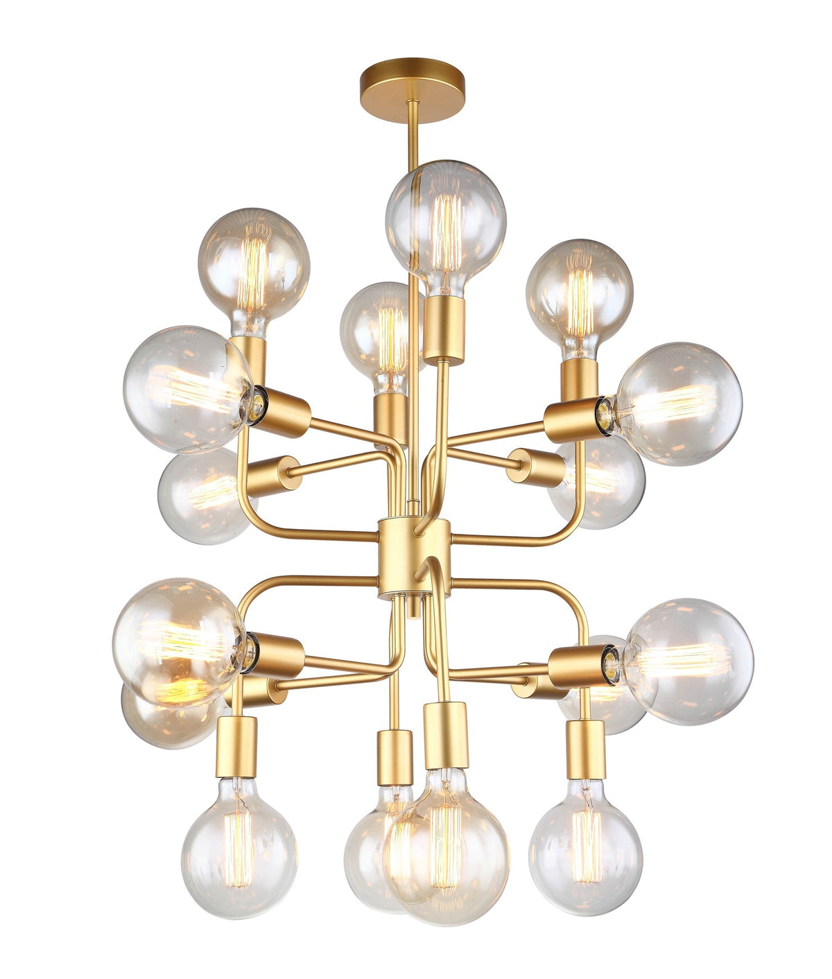 Hexade Interior Modern Abstract Pendant Light - 16 Lamp - Matte Gold