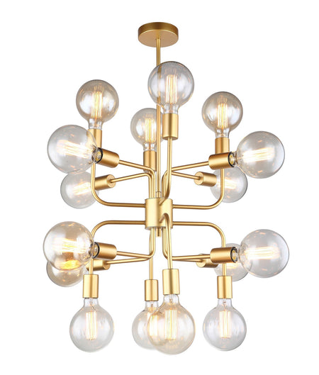 Hexade Interior Modern Abstract Pendant Light - 16 Lamp - Matte Gold