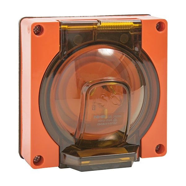 NHP ISO Appliance Inlet, 3 Flat Pins 10A 250V AC, w/o Base, Resistant Orange***EMAIL/TEXT FOR PRICING***