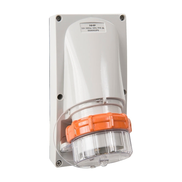 NHP ISO Appliance Inlet, 4 Round Pins 32A 500V AC, without Base, Grey