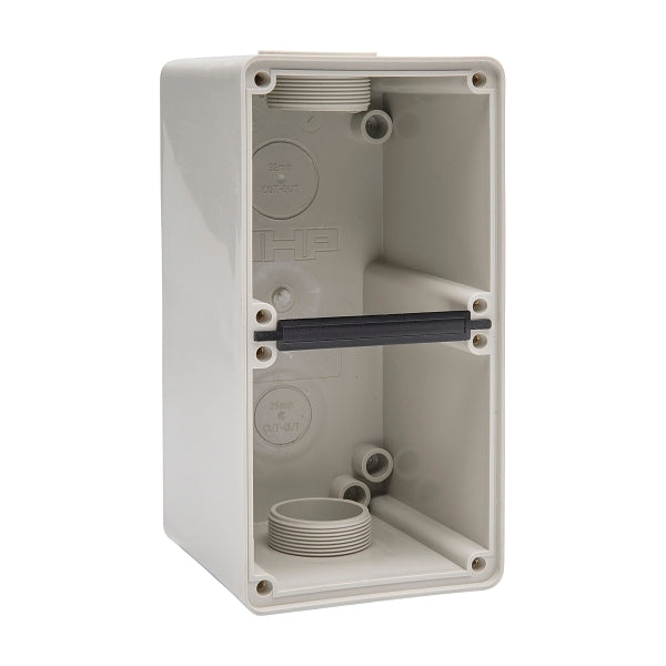 NHP ISO Back Box/Base, 2 Gang (1 x 2) - Extra Large 100mm depth, Grey***EMAIL/TEXT FOR PRICING***