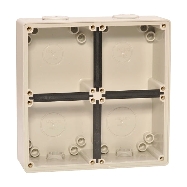NHP ISO Back Box/Base, 4 Gang (2 x 2) - Large 63mm depth, Grey***EMAIL/TEXT FOR PRICING***