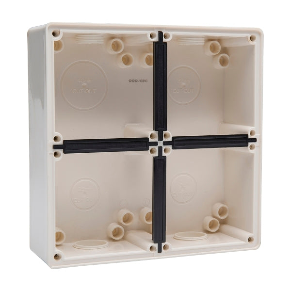 NHP ISO Back Box/Base, 4 Gang (2 x 2) - Large 63mm depth, Resistant White