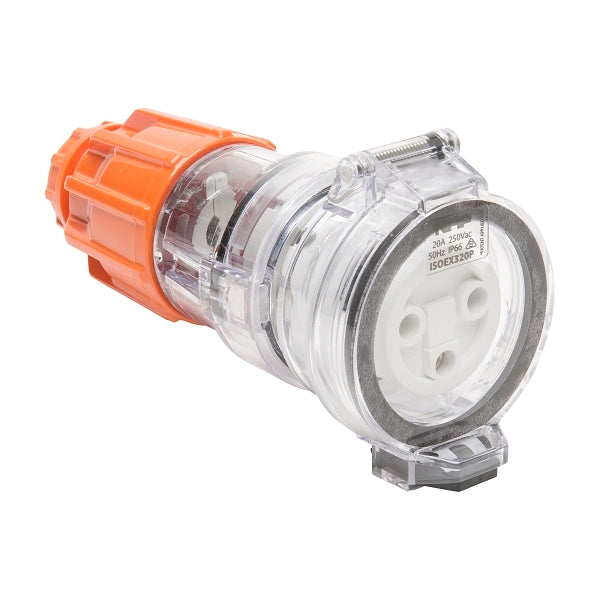 NHP ISO Extension Socket, 3 Round Pins 20A 250V AC, Electric Orange***EMAIL/TEXT FOR PRICING***