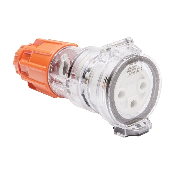 NHP ISO Extension Socket, 3 Round Pins 32A 250V AC, Electric Orange***EMAIL/TEXT FOR PRICING***