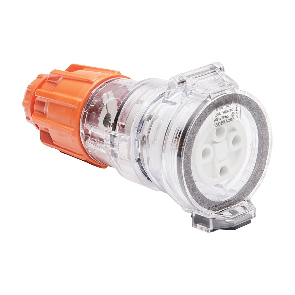NHP ISO Extension Socket, 4 Round Pins 20A 500V AC, Electric Orange***EMAIL/TEXT FOR PRICING***