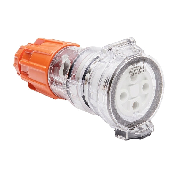 NHP ISO Extension Socket, 4 Round Pins 50A 500V AC, Electric Orange