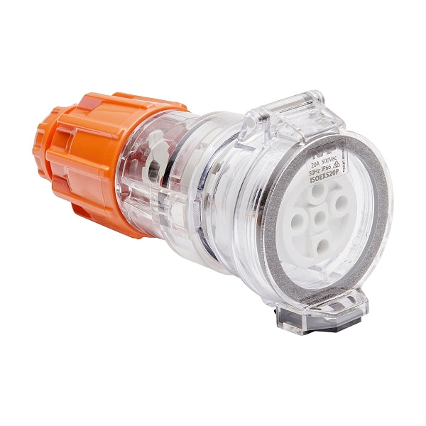NHP ISO Extension Socket, 5 Round Pins 20A 500V AC, Electric Orange***EMAIL/TEXT FOR PRICING***