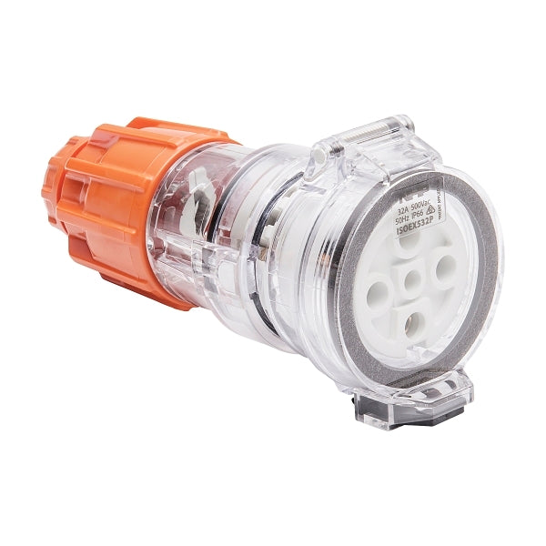 NHP ISO Extension Socket, 5 Round Pins 32A 500V AC, Electric Orange