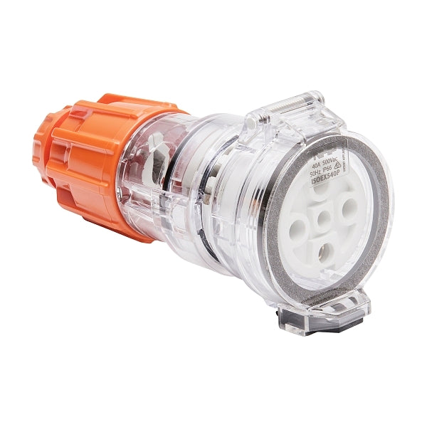 NHP ISO Extension Socket, 5 Round Pins 40A 500V AC, Electric Orange***EMAIL/TEXT FOR PRICING***