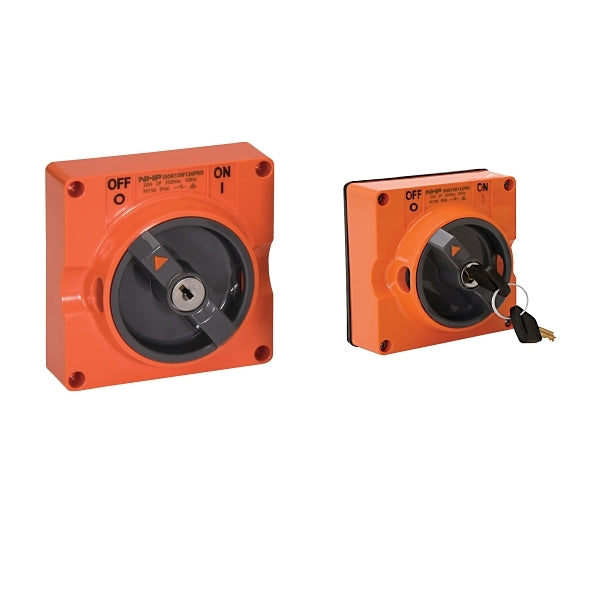 NHP ISO Surface Switch - Key, Lock in OFF, 2 Pole 20A 250V AC, w/o Base, Resistant Orange***EMAIL/TEXT FOR PRICING***