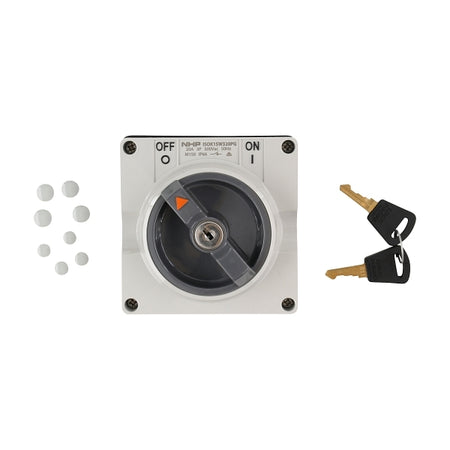 NHP ISO Surface Switch - Key, Lock in OFF, 3 Pole 20A 500V AC, w/o Base, Grey