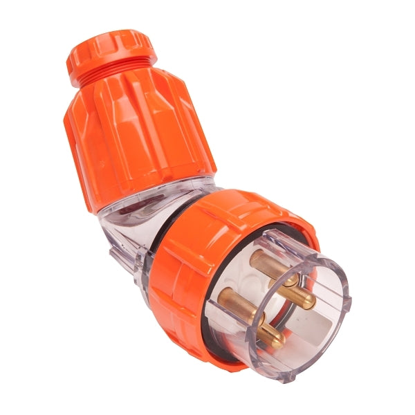 NHP ISO Plug - Angled, 4 Round Pins, 32A 500V AC, Electric Orange***EMAIL/TEXT FOR PRICING***