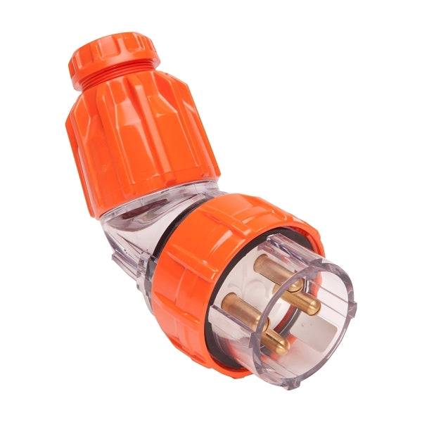 NHP ISO Plug - Angled, 4 Round Pins, 50A 500V AC, Electric Orange***EMAIL/TEXT FOR PRICING***